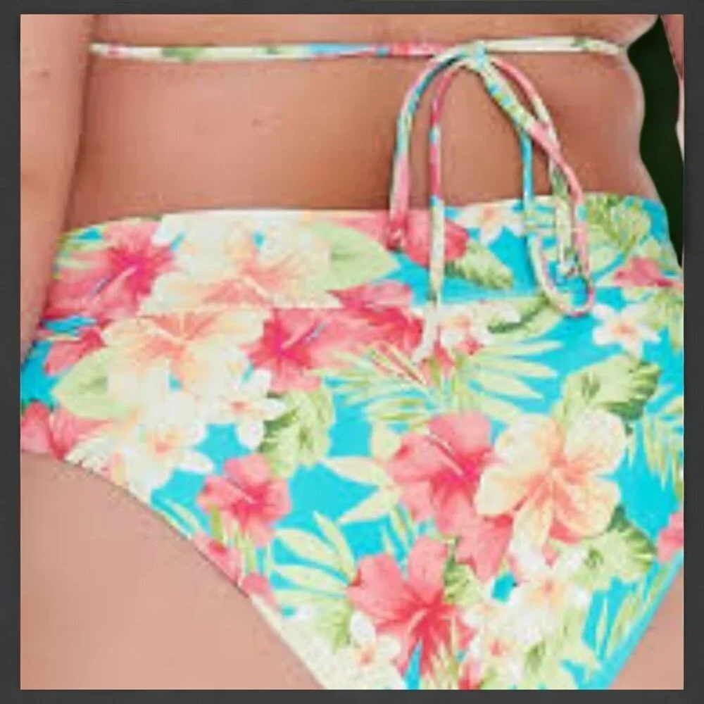 NEW!!! WOMEN’S PLUS TROPICAL PRINT BIKINI BOTTOMS (OASIS) - SIZE 4X